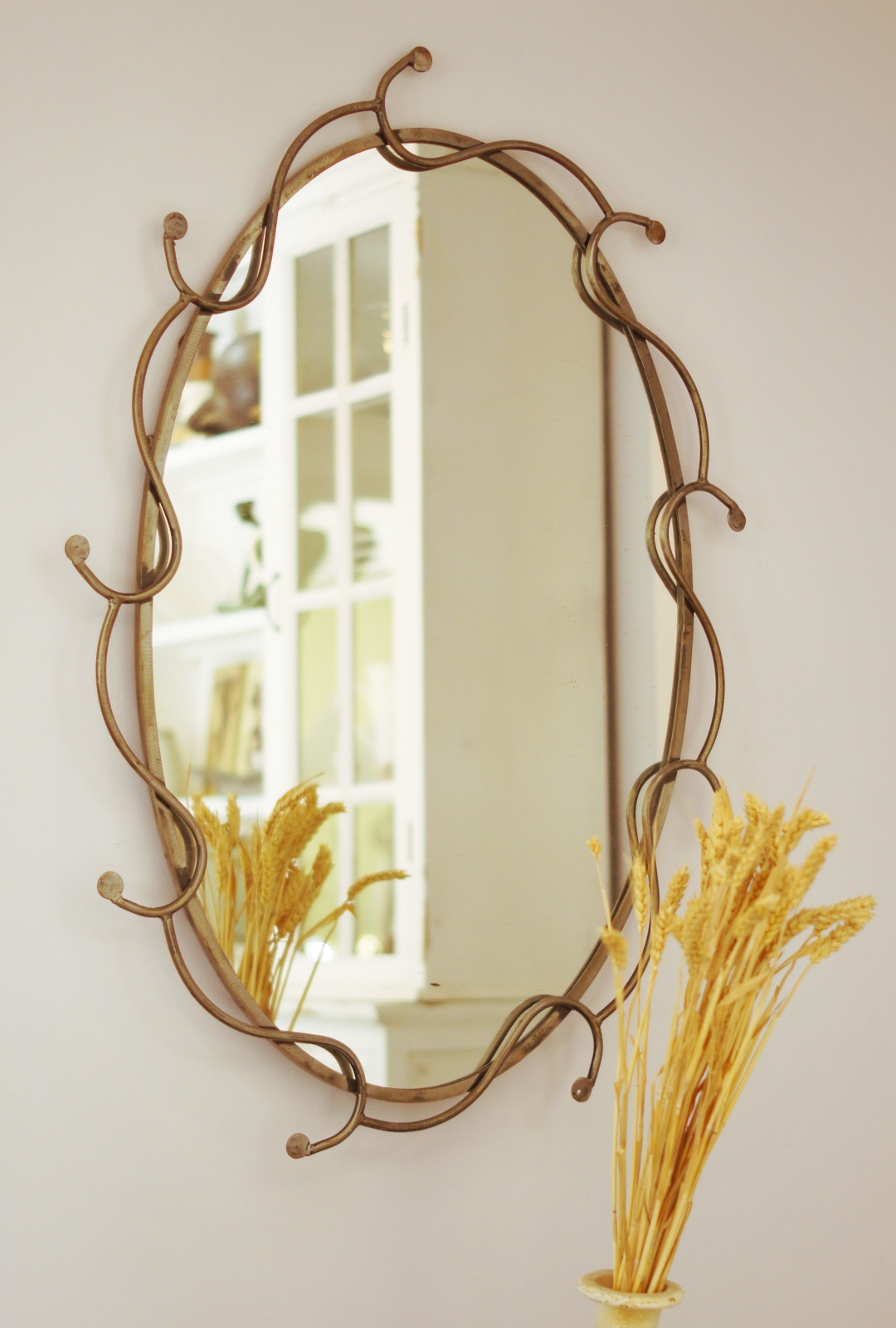 Miroir ovale en fer forgé style provençal